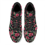 Watercolor Peony Pattern Print High Top Leather Sneakers