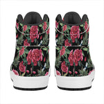 Watercolor Peony Pattern Print High Top Leather Sneakers