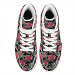 Watercolor Peony Pattern Print High Top Leather Sneakers