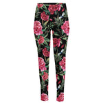 Watercolor Peony Pattern Print High-Waisted Pocket Leggings