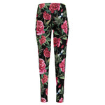 Watercolor Peony Pattern Print High-Waisted Pocket Leggings
