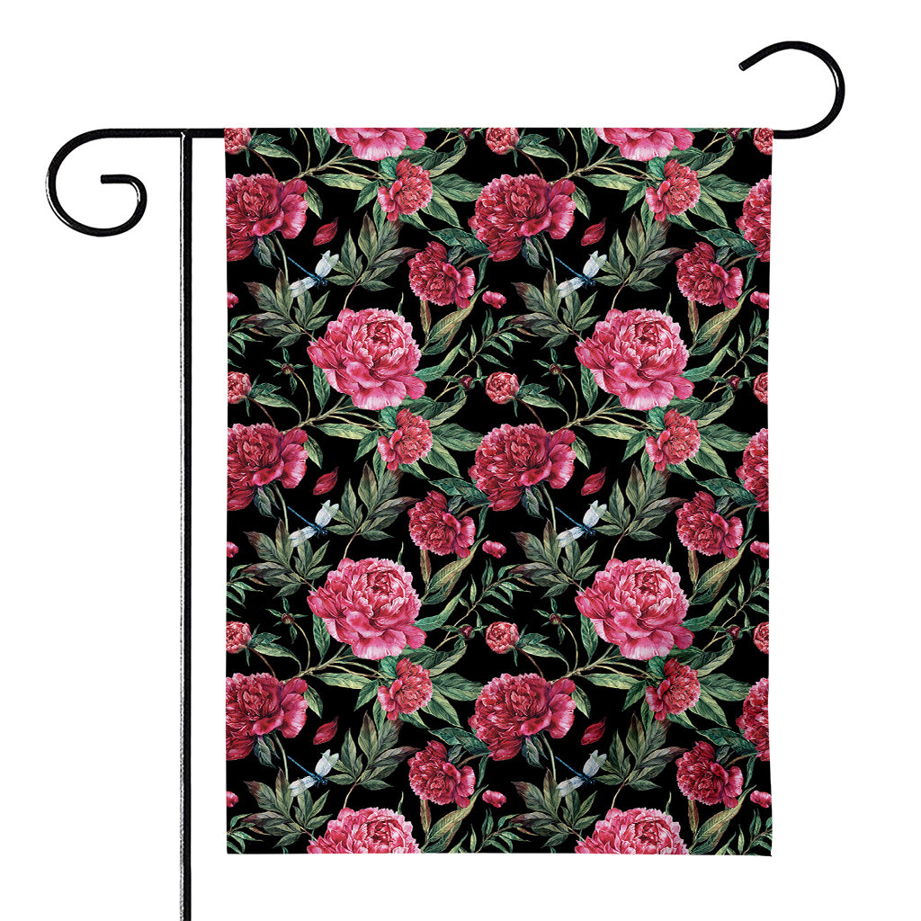 Watercolor Peony Pattern Print House Flag
