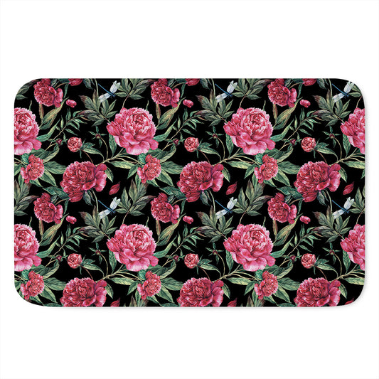 Watercolor Peony Pattern Print Indoor Door Mat