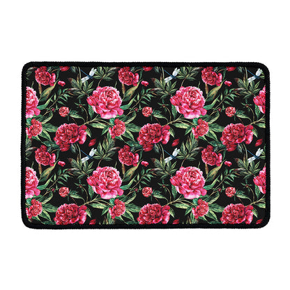 Watercolor Peony Pattern Print Kitchen Mat