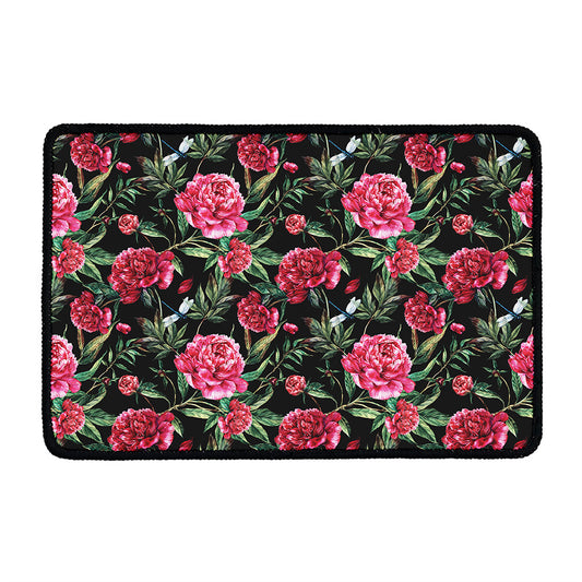 Watercolor Peony Pattern Print Kitchen Mat