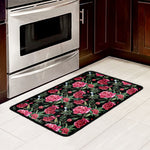 Watercolor Peony Pattern Print Kitchen Mat