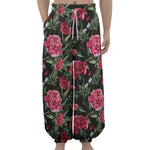Watercolor Peony Pattern Print Lantern Pants