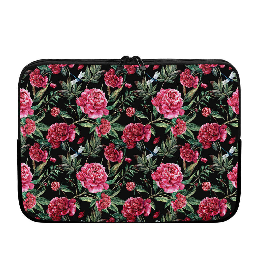 Watercolor Peony Pattern Print Laptop Sleeve