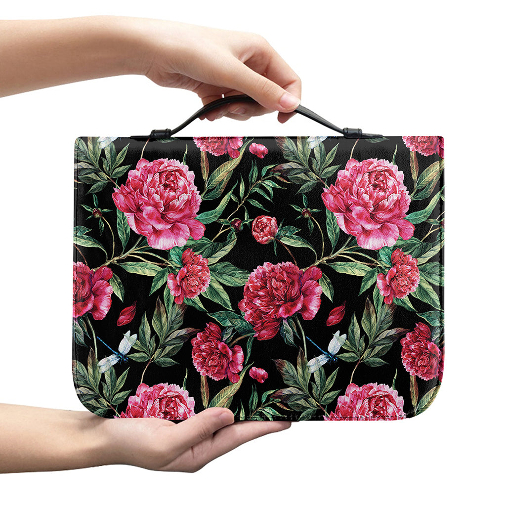 Watercolor Peony Pattern Print Leather Bible Cover
