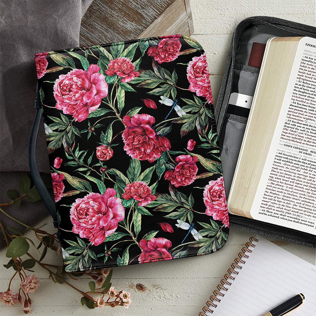 Watercolor Peony Pattern Print Leather Bible Cover