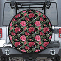 Watercolor Peony Pattern Print Leather Spare Tire Cover