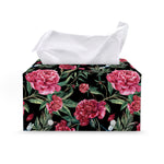 Watercolor Peony Pattern Print Leather Tissue Box Cover