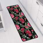 Watercolor Peony Pattern Print Long Kitchen Mat