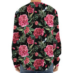 Watercolor Peony Pattern Print Long Sleeve Baseball Jersey