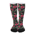 Watercolor Peony Pattern Print Long Socks