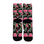 Watercolor Peony Pattern Print Long Socks