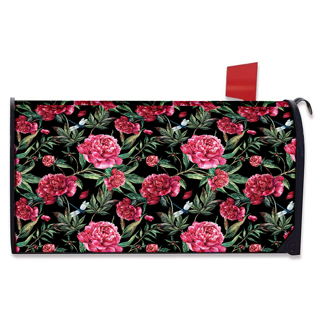 Watercolor Peony Pattern Print Mailbox Cover