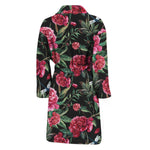 Watercolor Peony Pattern Print Men's Bathrobe