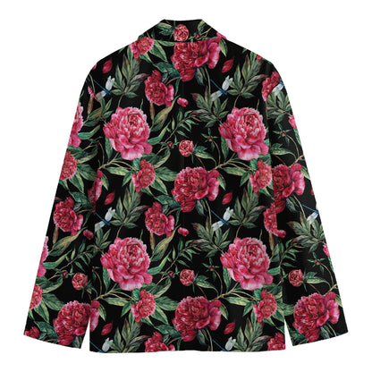 Watercolor Peony Pattern Print Men's Blazer