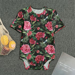 Watercolor Peony Pattern Print Men's Bodysuit