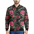 Watercolor Peony Pattern Print Men's Bomber Jacket