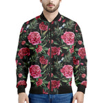 Watercolor Peony Pattern Print Men's Bomber Jacket