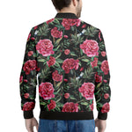 Watercolor Peony Pattern Print Men's Bomber Jacket