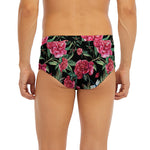 Watercolor Peony Pattern Print Men's Briefs