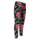 Watercolor Peony Pattern Print Men's Compression Pants