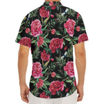 Watercolor Peony Pattern Print Men's Deep V-Neck Shirt