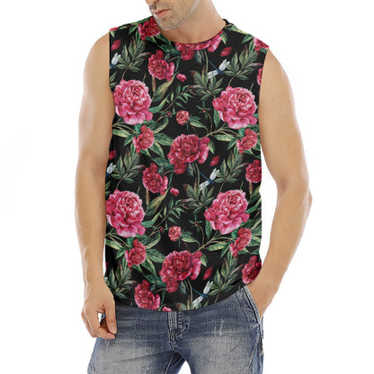 Watercolor Peony Pattern Print Men's Fitness Tank Top