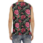 Watercolor Peony Pattern Print Men's Fitness Tank Top
