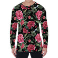Watercolor Peony Pattern Print Men's Long Sleeve T-Shirt