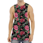 Watercolor Peony Pattern Print Men's Muscle Tank Top