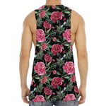 Watercolor Peony Pattern Print Men's Muscle Tank Top