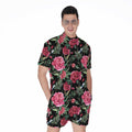 Watercolor Peony Pattern Print Men's Romper