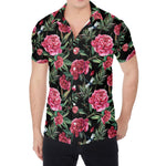 Watercolor Peony Pattern Print Men's Shirt