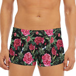 Watercolor Peony Pattern Print Men's Short Boxer Briefs