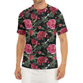 Watercolor Peony Pattern Print Men's Short Sleeve Rash Guard