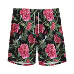 Watercolor Peony Pattern Print Men's Sports Shorts