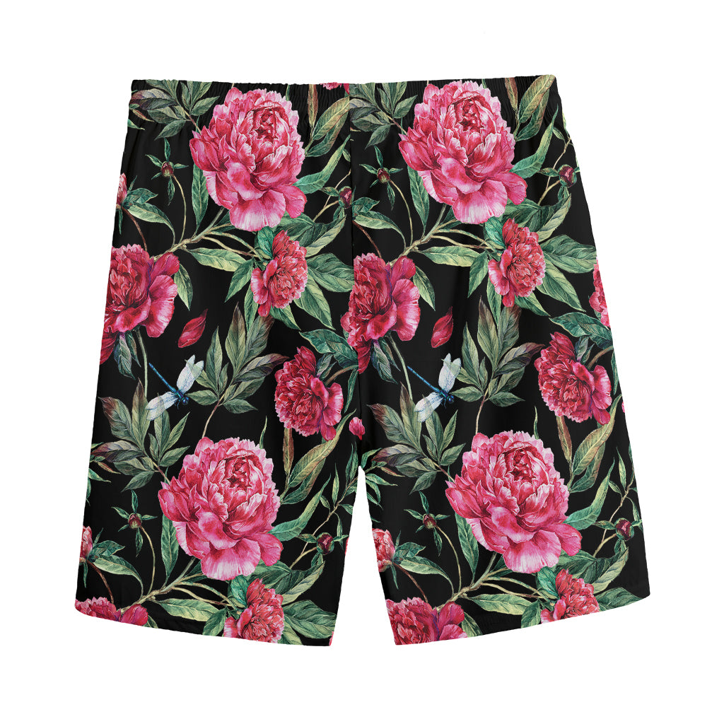 Watercolor Peony Pattern Print Men's Sports Shorts