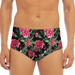 Watercolor Peony Pattern Print Men's Triangle Swim Briefs