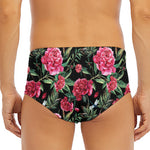 Watercolor Peony Pattern Print Men's Triangle Swim Briefs