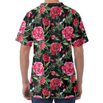 Watercolor Peony Pattern Print Men's Velvet T-Shirt