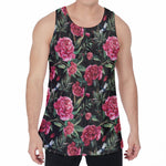Watercolor Peony Pattern Print Men's Velvet Tank Top