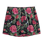 Watercolor Peony Pattern Print Mesh Shorts