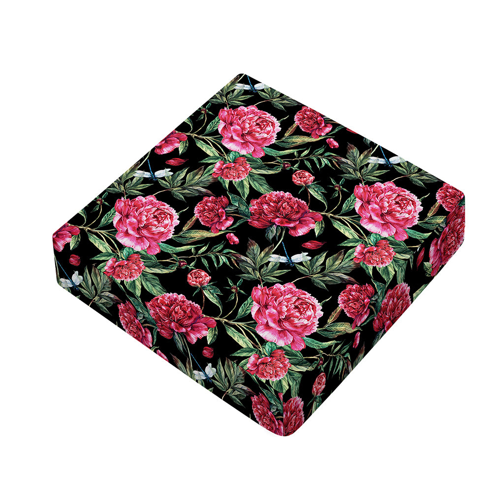 Watercolor Peony Pattern Print Outdoor Seat Cushion Cover