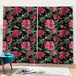 Watercolor Peony Pattern Print Pencil Pleat Curtains