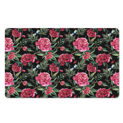 Watercolor Peony Pattern Print Polyester Doormat