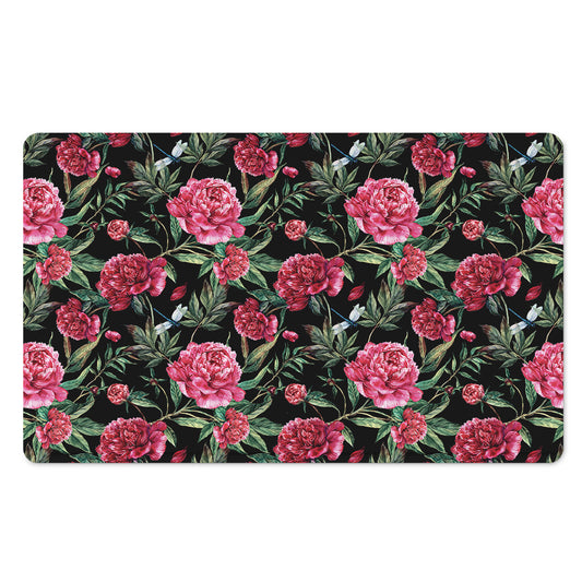 Watercolor Peony Pattern Print Polyester Doormat